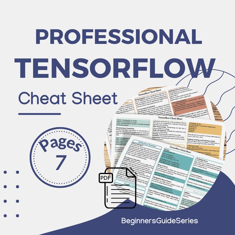 Tensorflow Cheat Sheet - Deep Learning & Keras Guide PDF - Etsy