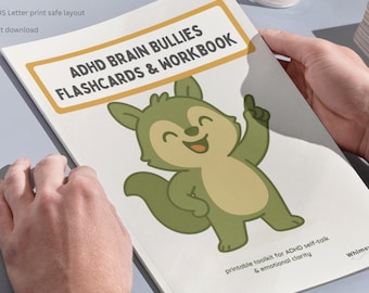 ADHD Workbook Printable for Adults, ADHD Flashcards, Self Talk Worksheets, ADHD Printable, Neurodivergent Mental Health Tool