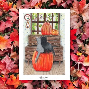 AQUARELLE CHATS & CITROUILLES