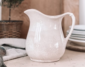 Stained Ironstone Pitcher, Crazed Ironstone Pitcher, Water Jug, Farmhouse Cottage Country, Farmhouse Kitchen, Modern Vintage Decor