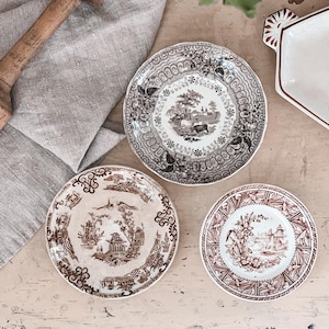 Antique English Brown Transferware Dishes | Ironstone Dish | Soap Holder, Trinket Dish, Ring Holder | English Farmhouse, Cottage Decor