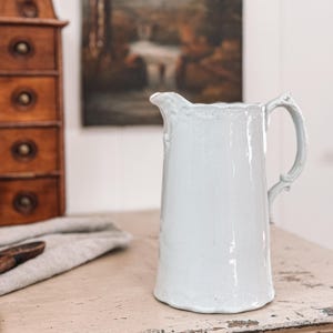 Antique English Ironstone Pitcher | Ironstone Water Jug | Antique White Ironstone Pitcher | Traditional, Farmhouse, Cottage, Transitional