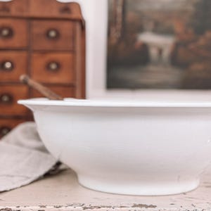 Large Antique Ironstone Bowl | Wash Basin Bowl | English Ironstone Bowl | Fruit Bowl | English Farmhouse + Cottage + Traditional Decor