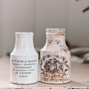CHOICE Antique Mustard Jars | French Mustard Jars | Moutarde de Maille, Dijon Grey-Poupon | Ironstone Mustard Pots | European Farmhouse