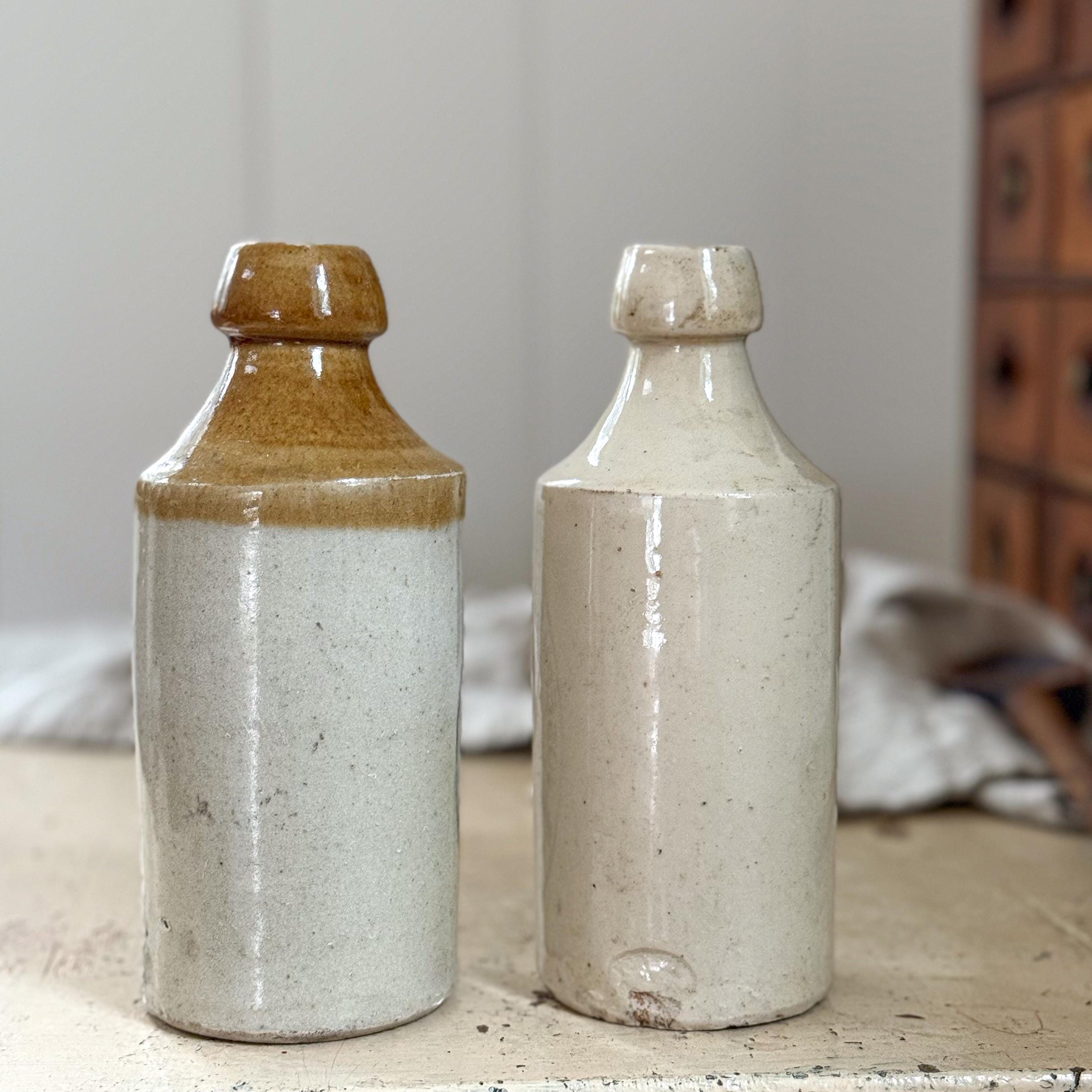 CHOICE Antique English Stoneware Ginger Beer Bottle, 1800s