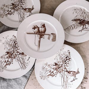 CHOICE Rare Antique Brown Transferware Ironstone Bird Dinner Plates | Brown Transferware Plates | Antique Ironstone Plates | Bird Plates