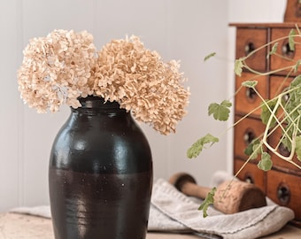 Vintage Brown Salt Glazed Stoneware Crock, Farmhouse Decor