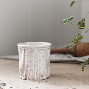 Maling Ribbed Ironstone Jar | Rare English Antique Ironstone Pot | European Farmhouse | Antique English Kitchen Jar | White Ironstone Pot