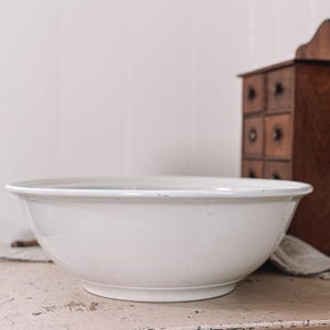 Large Antique Ironstone Bowl | Wash Basin Bowl | English Ironstone Bowl | Fruit Bowl | English Farmhouse + Cottage + Traditional Decor