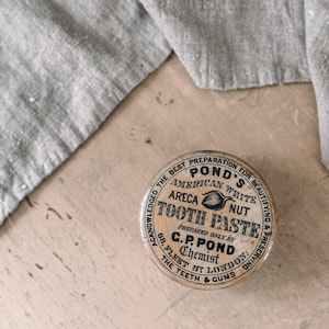 Pond's Areca Nut Zahnpasta Dose | Antiker englischer Werbetopf mit Deckel | Viktorianische Epoche England Ironstone Glas | Europäisches Bauernhaus