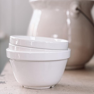 Set of 3, English Pudding Bowls | Vintage English White Bowls | Mason Cash Ironstone Pudding Bowls | English Ironstone Pudding Bowls