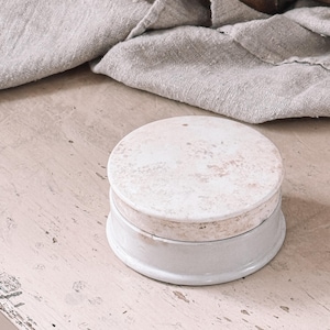 Antique English Ironstone Lidded Pot, Stained + Crazed Jar, English Pot, Victorian Era England, European Farmhouse, Ironstone Cosmetics Jar