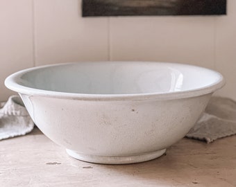 Antique Large Ironstone Wash Basin Bowl, Pankhurst & Co Crazed Ironstone Bowl, English Farmhouse, Old White Bowl, Cottage Style Decor