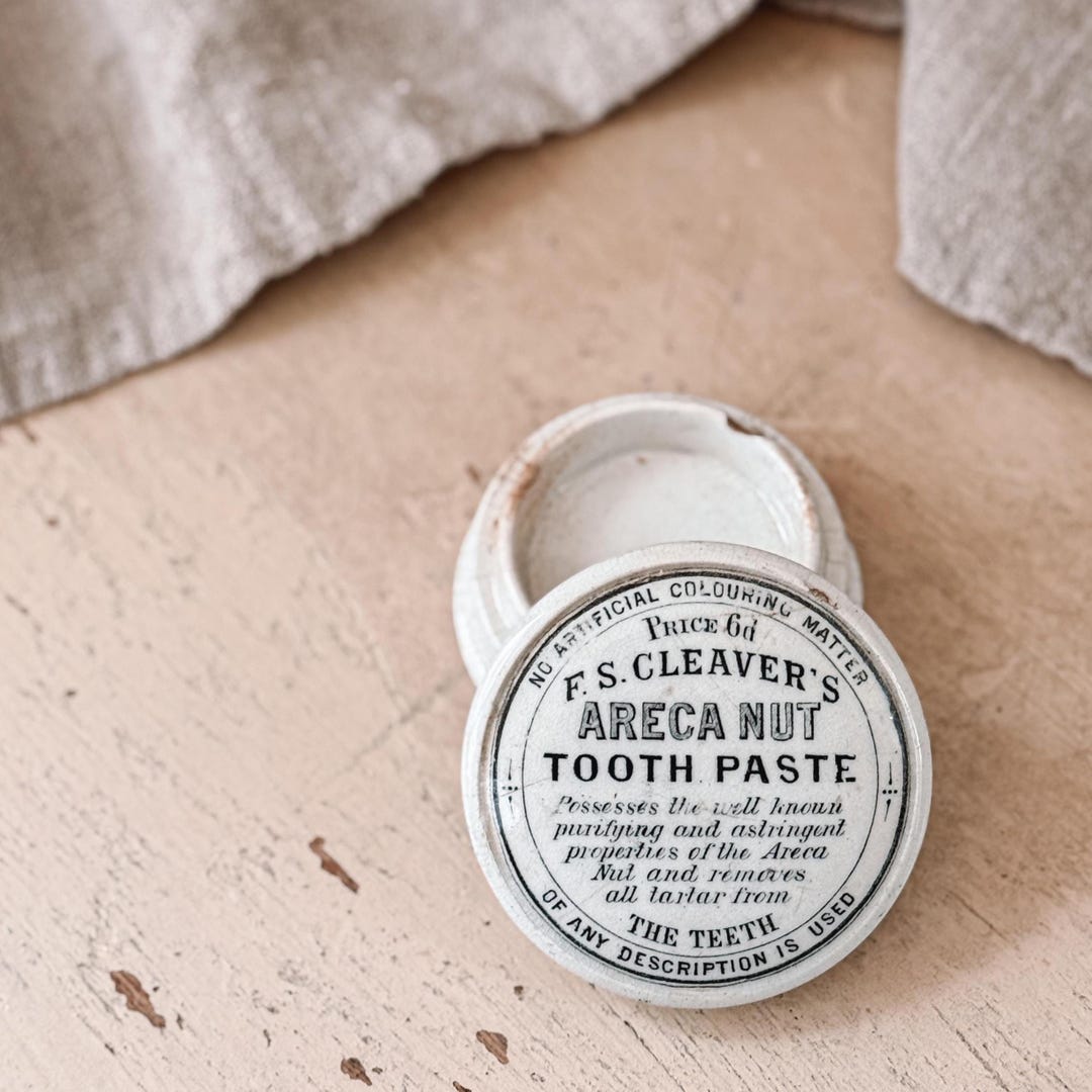 Victorian Toothpaste Label Antique F.S. Cleaver's Toothpaste Jar | Victorian English Ironstone Pot ...