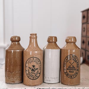 CHOICE Antique English Stoneware Ginger Beer Bottles, Old English Stoneware Bottles, Collectible Bottles, European Farmhouse