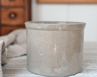 Vintage Butter Stoneware Crock | Tan Glazed Stoneware Jar | Rustic Kitchen Storage