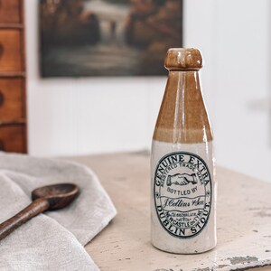 Antique English Stoneware Ginger Beer Bottle, J. Collins & Son, Old English Stoneware Bottle, Collectible Bottle, European Farmhouse