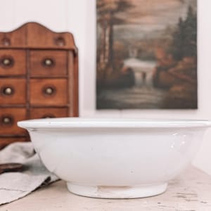 Large Antique Ironstone Bowl | Wash Basin Bowl | English Ironstone Bowl | Fruit Bowl | English Farmhouse + Cottage + Traditional Decor
