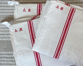 Your Choice: Vintage French Embroidered Towels | White and Red French Torchon