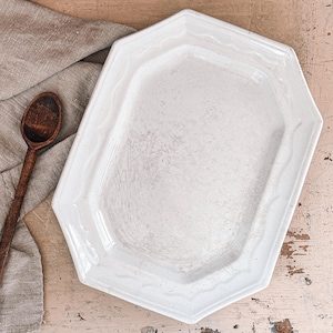 Antique Ironstone Platter | Large, Antique English White Ironstone Adams Platter | English Farmhouse, Cottage core, Traditional Decor
