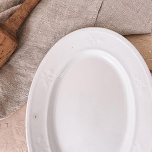 Antique Ironstone Platter | Antique Ironstone Serveware Oval Platter with Embossed Edges | English Farmhouse, Cottage core, Vintage Kitchen