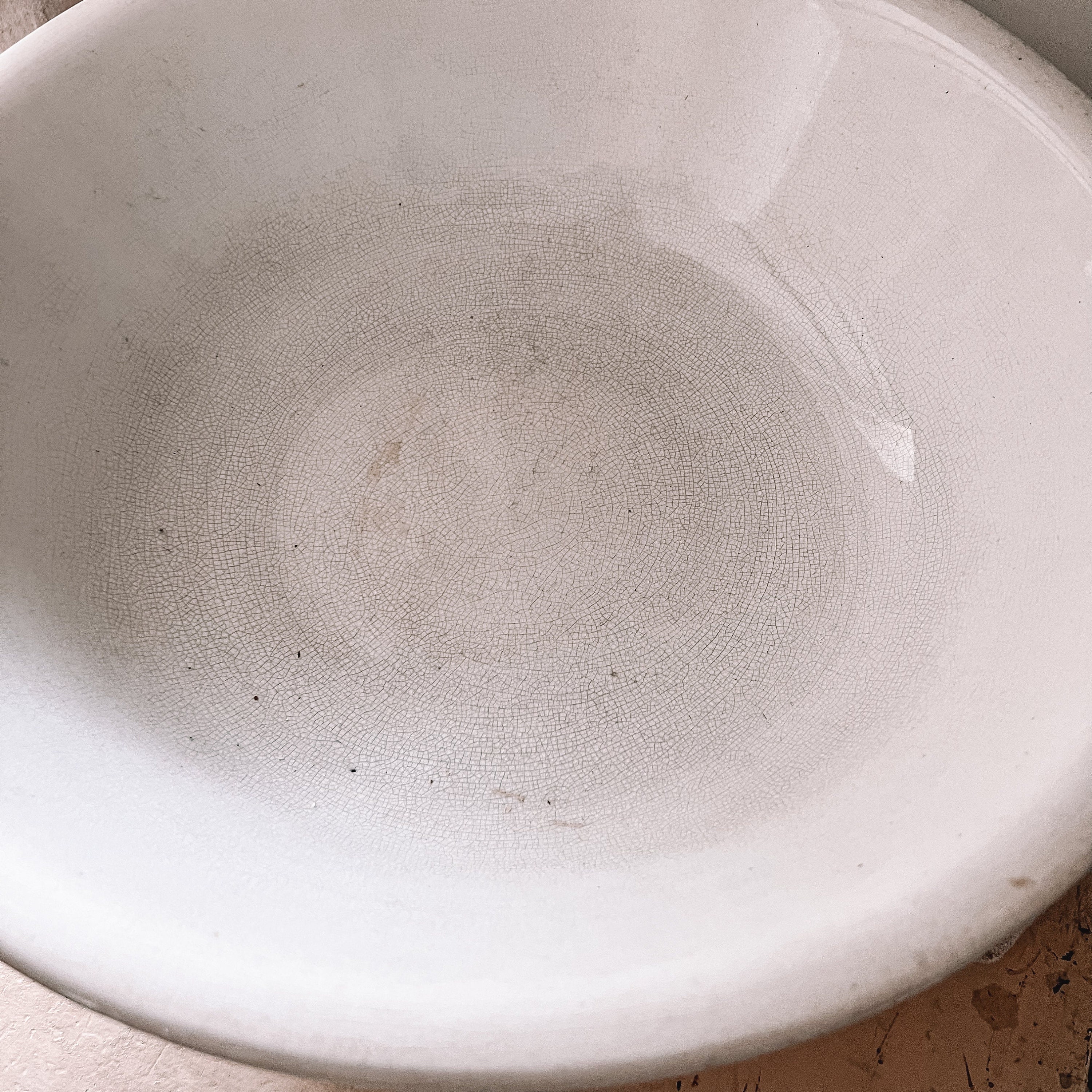 Antique Large Ironstone Pitcher Wash Basin Bowl, Stained and Crazed ...