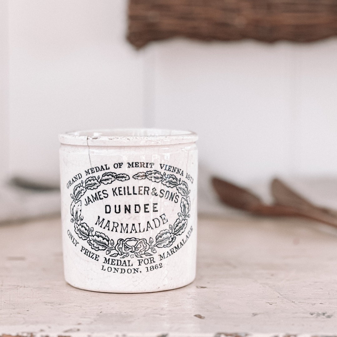 Antique Keiller Dundee Marmalade Jam Jar 1 Lb Chubby Ironstone Dundee