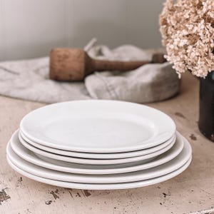Stack of White Diner Ware Platters | White Serving Platters | Traditional, Farmhouse, Country Cottage Kitchen | White Serveware Platters