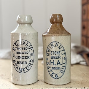 CHOICE Antique English Stoneware Ginger Beer Bottle, Old English Stoneware Bottle, Collectible Bottle, European Farmhouse
