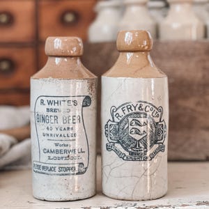 CHOICE Antique English Stoneware Ginger Beer Bottle, Old English Stoneware Bottle, Collectible Bottle, European Farmhouse