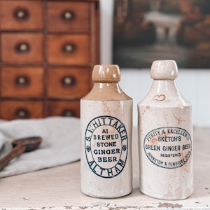 CHOICE Antique English Stoneware Ginger Beer Bottle, Old English Stoneware Bottle, Collectible Bottle, European Farmhouse