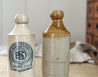 CHOICE Antique English Stoneware Ginger Beer Bottle, 1800s Collectible