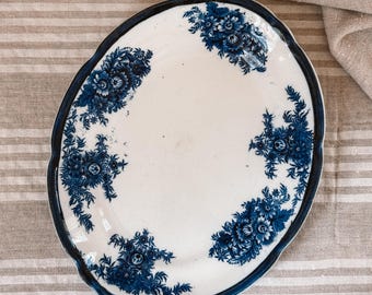 Antique Flow Blue Ironstone Platter | Mellor & CO "Vernon" England | Victorian Blue Transferware