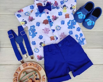 Blue’s clues & you traje personalizado / blue’s clues camisa personalizada /blues clues traje de cumpleaños /blues clues traje de cumpleaños