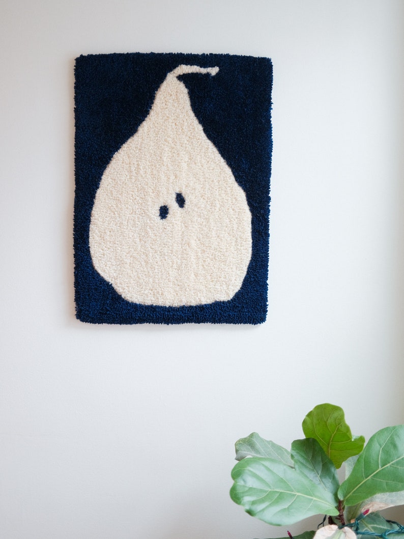 Blue Pear in High Contrast; Wall Rug With a Simplified Image of a Pear ...