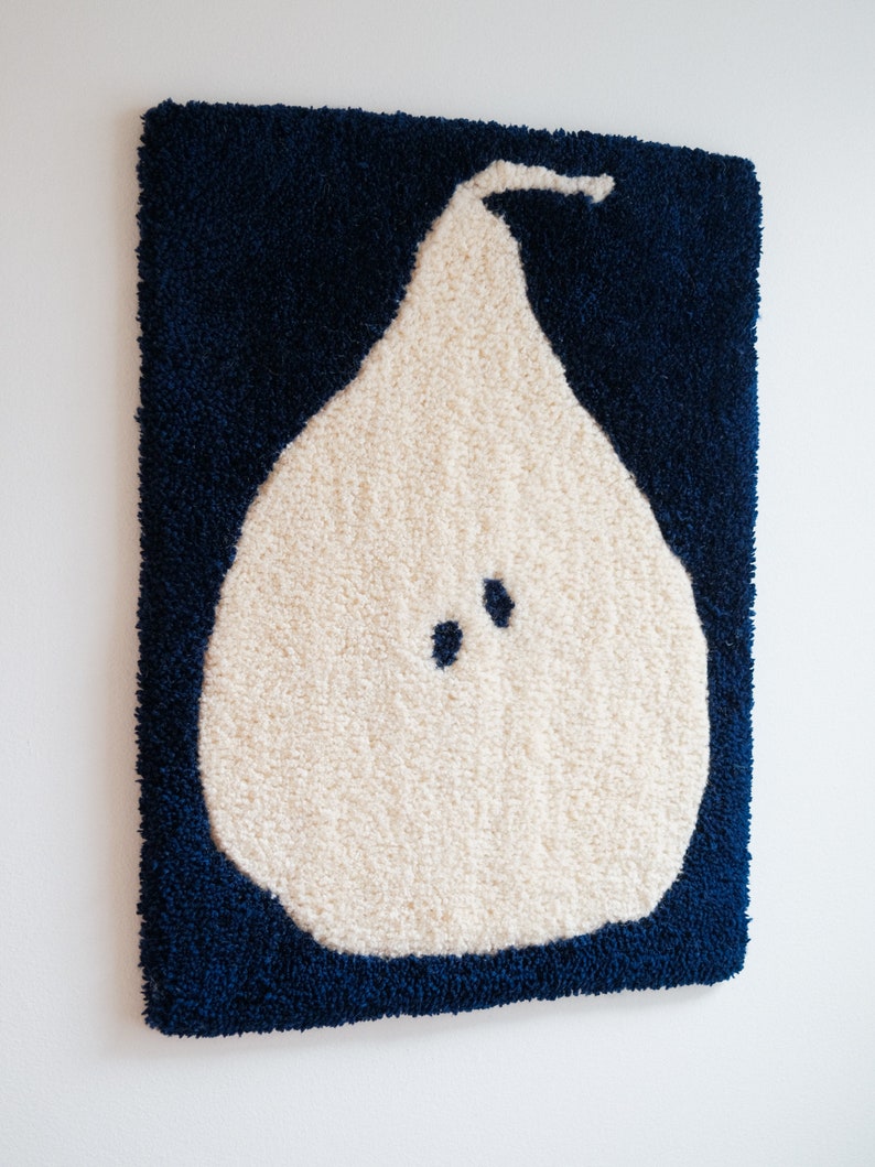 Blue Pear in High Contrast; Wall Rug With a Simplified Image of a Pear ...