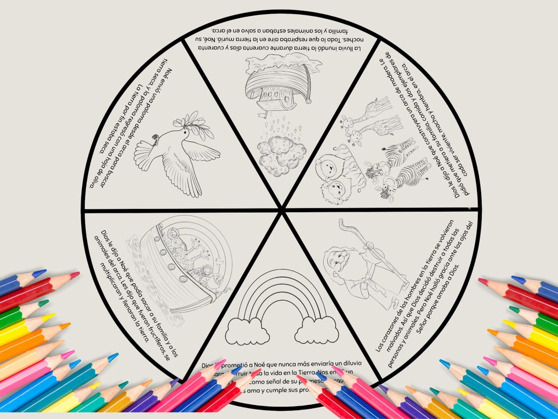 Noah's Ark Craft Wheel in Spanish: Printable Bible Story (PDF) - Etsy