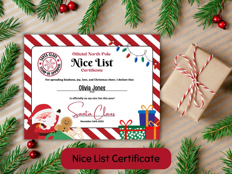 Editable Santa Certificate Bundle, Official Nice List, Official Elf ...