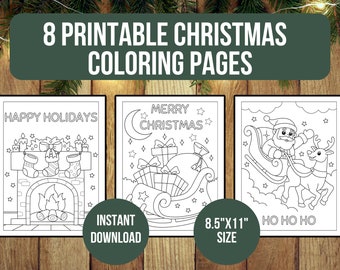 Christmas Coloring Pages, Happy Holidays Coloring Sheets, Winter Printable Classroom Activity, Santa Coloring Page For Kids