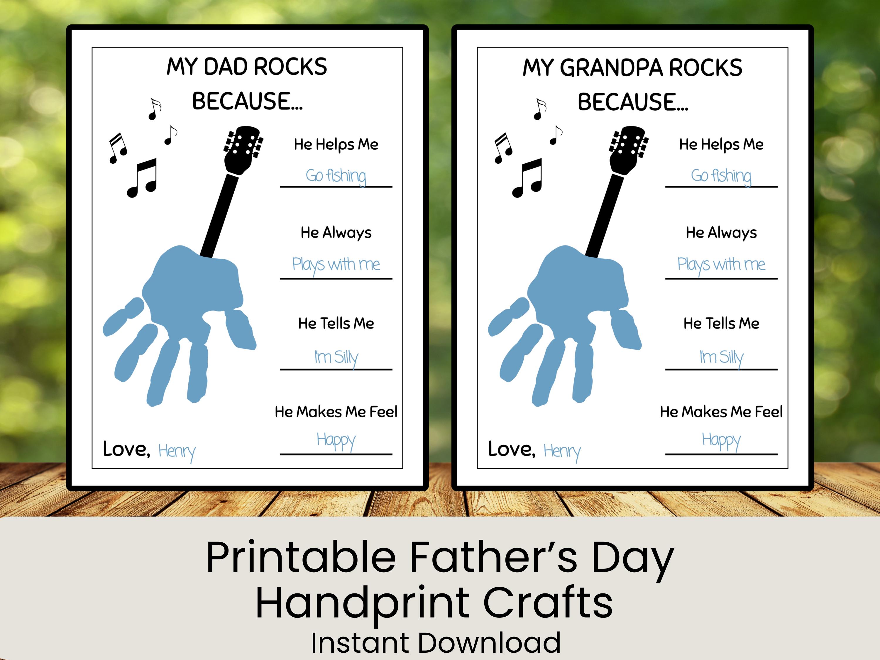 Father's Day Handprint Art: 'my Dad Rocks' Keepsake (PDF) - Etsy