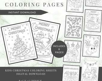 Christmas Coloring Pages for Kids: 8 Holiday Activity Sheets (Printable PDF Download)
