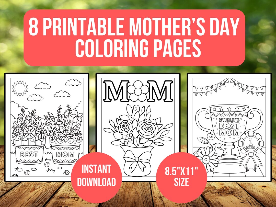Mother's Day Coloring Pages: 8 Printable Mom Activity Sheets (digital ...
