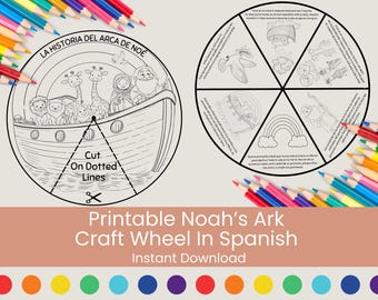 Noah&#39;s Ark Craft Wheel in Spanish | Printable Bible Activity for Kids | Bible Coloring En Español | Kids Bible Activity| DIY Bible Story