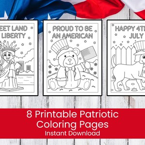 4th of July Coloring Pages for Kids | 8 Printable Patriotic Coloring Sheets | USA Independence Day Activity | Instant Download PDF