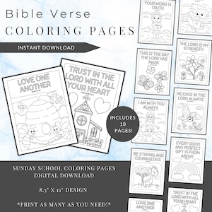 Printable Bible Verse Coloring Pages | Sunday School Coloring Pages for Kids | Scripture Coloring Sheets | Instant Download | VBS Activity