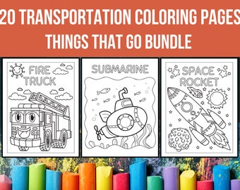 Transportation Coloring Pages, Things That Go, Printable Truck Coloring, Coloring Pages for Preschoolers, Kids Helicopter & Cars Coloring