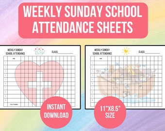 Printable Sunday School Attendance Sheets: Weekly Kids Church Chart (Digital Download)