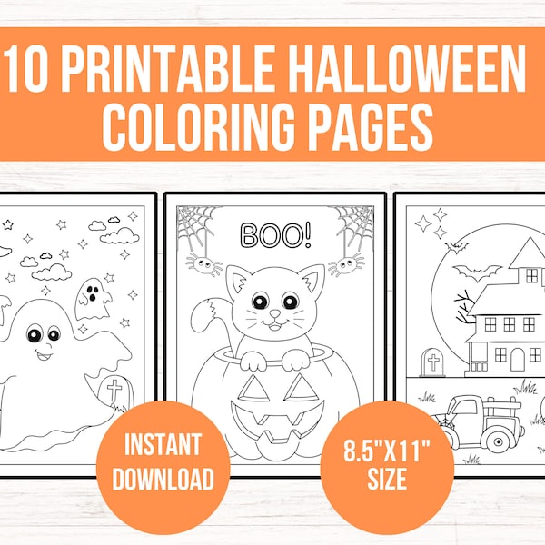 Kids Halloween Coloring Pages, Fall Coloring Sheets, Printable Preschool Halloween Activity, Classroom Coloring Page, Homeschool Activity