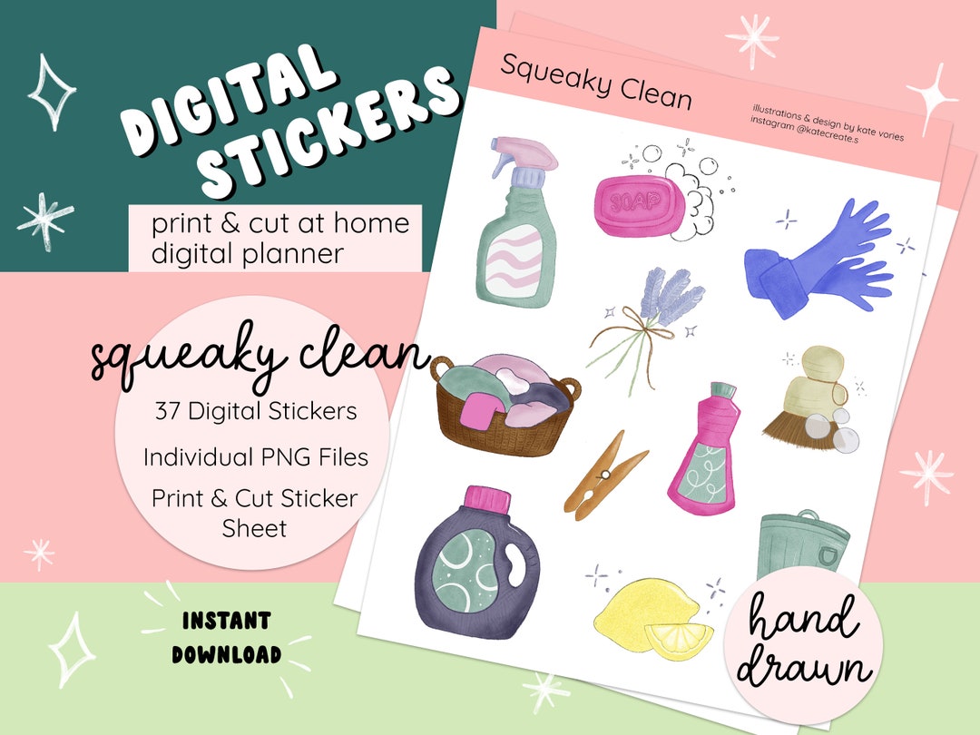 Cleaning Digital Stickers, Chore Stickers, Cleaning Planner, Every Day ...
