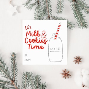È Milk & Cookies Time Cookies Etichetta stampabile, Etichetta digitale pronta per la stampa, Presente download natalizio, Etichetta prodotti da forno, Download istantaneo